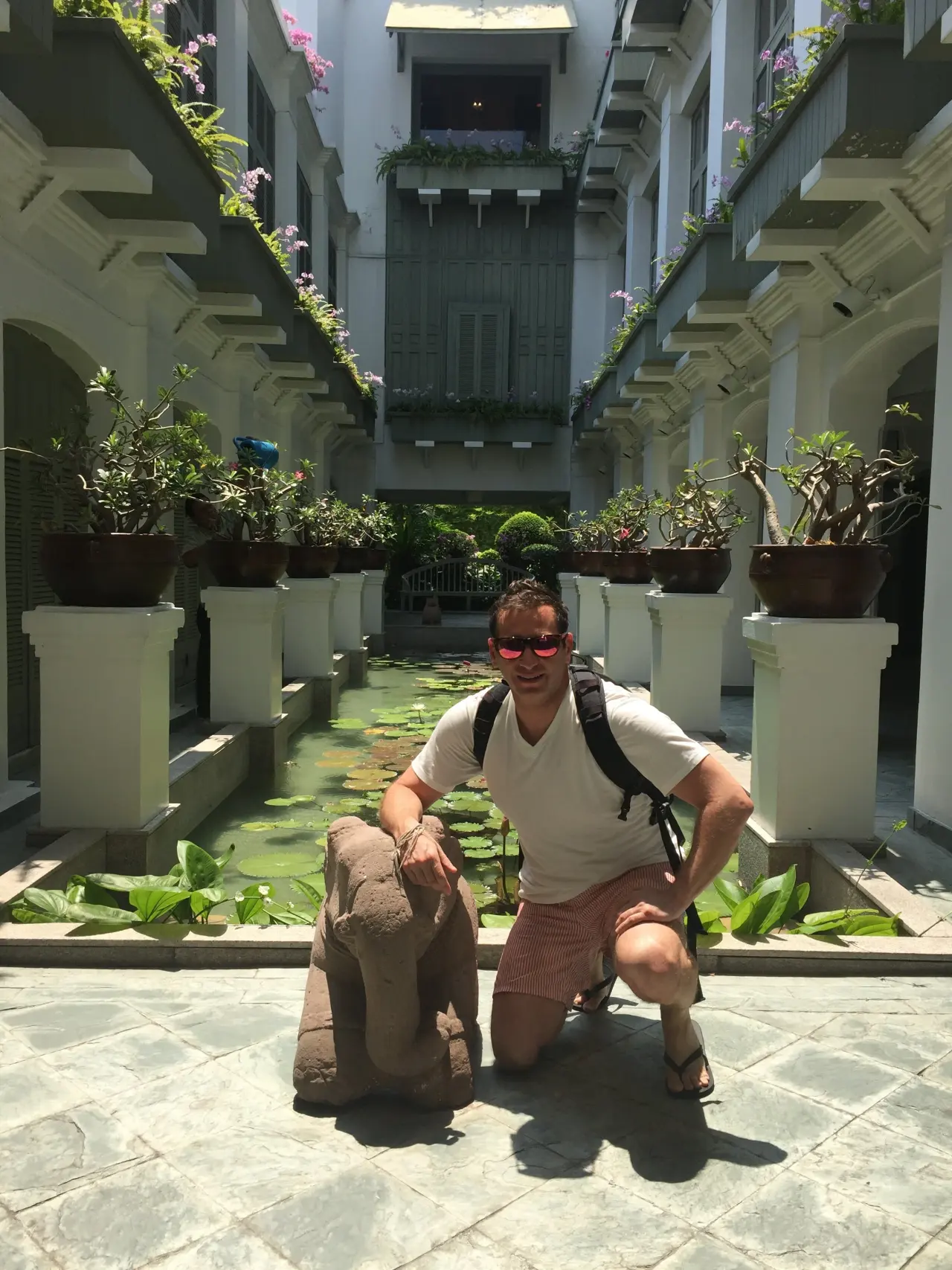 In a garden, abroad