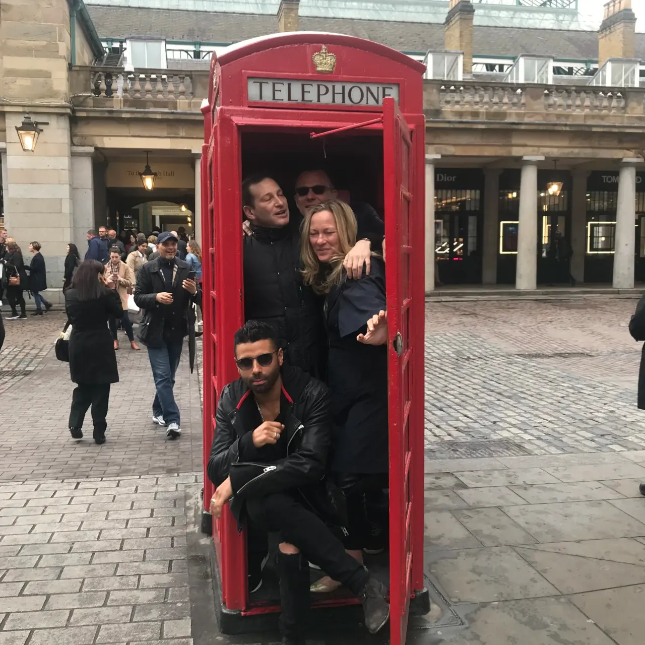 In a red telephone box in London