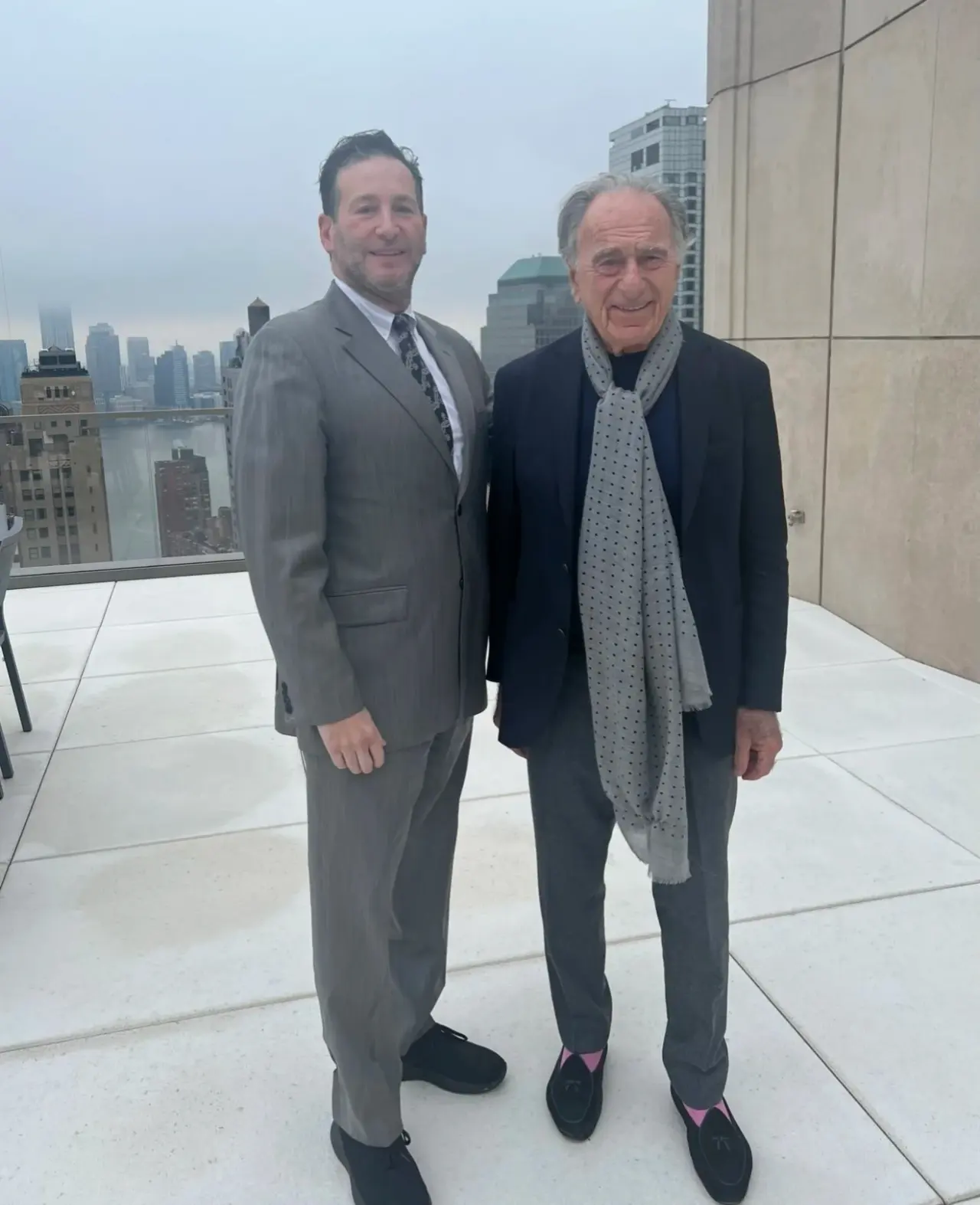 On a terrace with a client